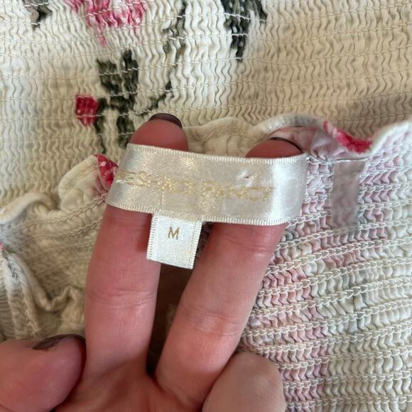 LoveShackFancy Compass Top Paradise Pink White Floral Smocked Ruffle Lace Sz M - Picture 5 of 6